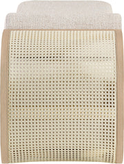 Zephyr Cane And Linen Textured Fabric Upholstered Chaise in Beige - 33042Beige