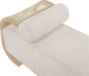 Zephyr Cane And Linen Textured Fabric Upholstered Chaise in Beige - 33042Beige