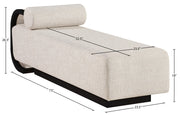 Zephyr Cane And Linen Textured Fabric Upholstered Chaise in Beige - 33043Beige