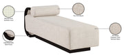 Zephyr Cane And Linen Textured Fabric Upholstered Chaise in Beige - 33043Beige