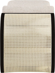 Zephyr Cane And Linen Textured Fabric Upholstered Chaise in Beige - 33043Beige