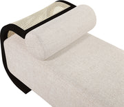 Zephyr Cane And Linen Textured Fabric Upholstered Chaise in Beige - 33043Beige