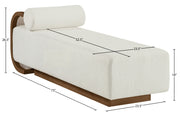 Zephyr Cane And Linen Textured Fabric Upholstered Chaise in Cream - 33041Cream