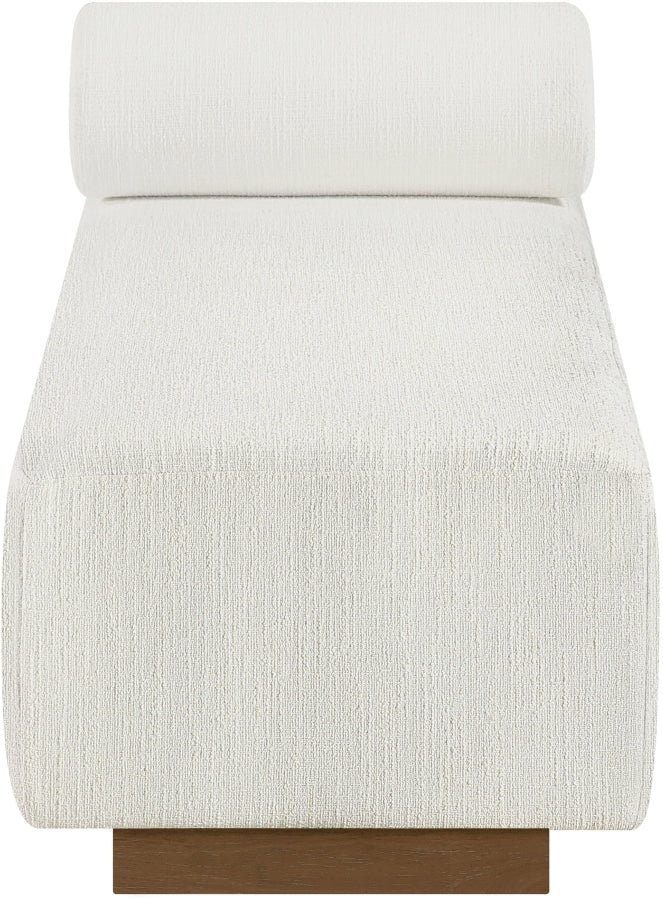 Zephyr Cane And Linen Textured Fabric Upholstered Chaise in Cream - 33041Cream