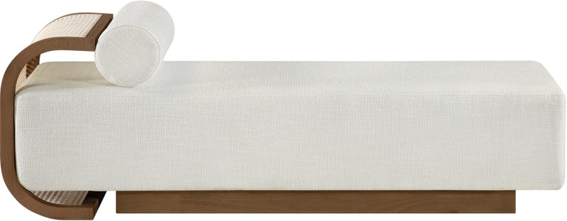 Zephyr Cane And Linen Textured Fabric Upholstered Chaise in Cream - 33041Cream
