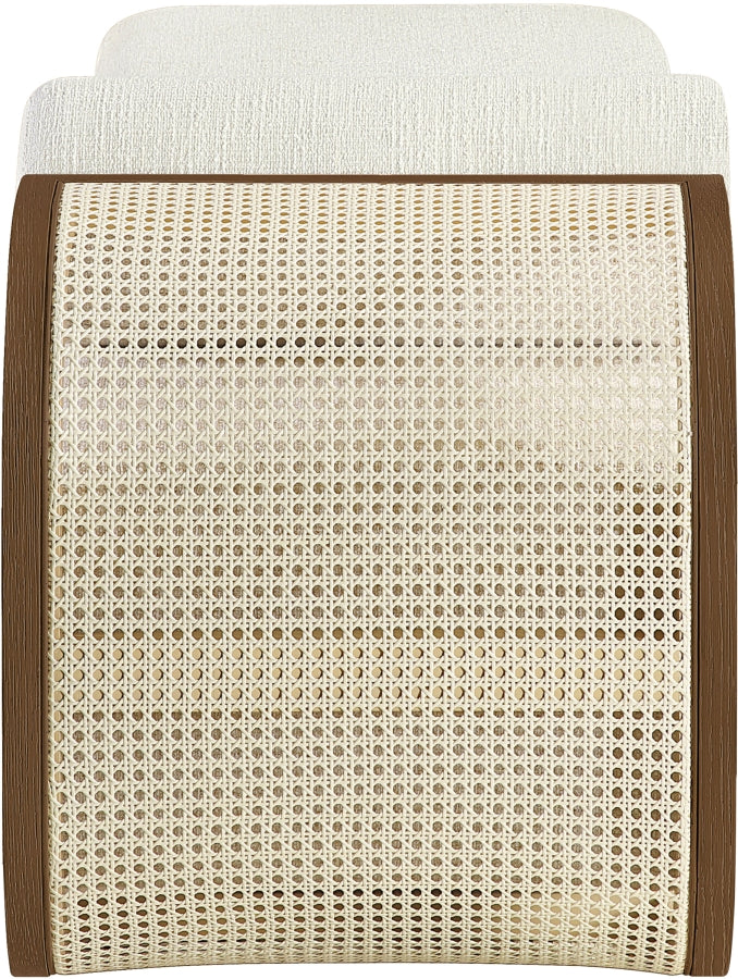 Zephyr Cane And Linen Textured Fabric Upholstered Chaise in Cream - 33041Cream