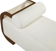Zephyr Cane And Linen Textured Fabric Upholstered Chaise in Cream - 33041Cream