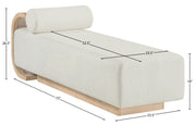 Zephyr Cane And Linen Textured Fabric Upholstered Chaise in Cream - 33042Cream
