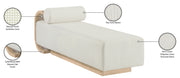 Zephyr Cane And Linen Textured Fabric Upholstered Chaise in Cream - 33042Cream