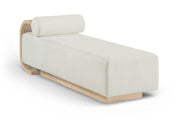Zephyr Cane And Linen Textured Fabric Upholstered Chaise in Cream - 33042Cream