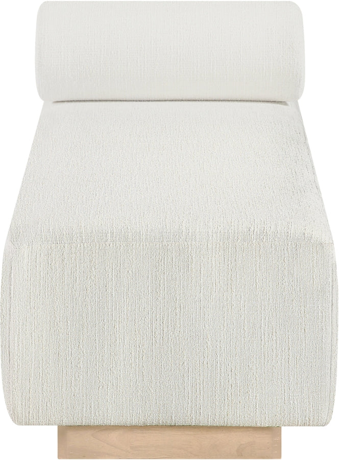 Zephyr Cane And Linen Textured Fabric Upholstered Chaise in Cream - 33042Cream