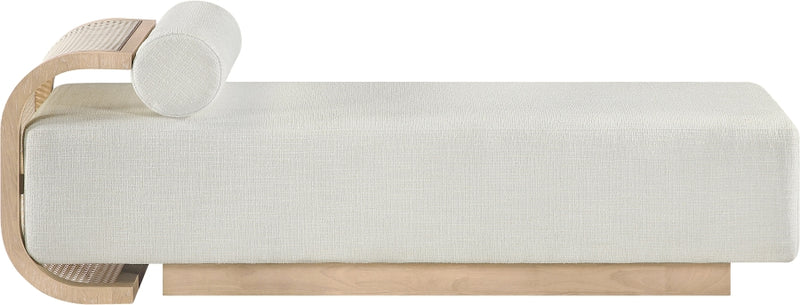 Zephyr Cane And Linen Textured Fabric Upholstered Chaise in Cream - 33042Cream