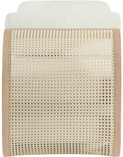 Zephyr Cane And Linen Textured Fabric Upholstered Chaise in Cream - 33042Cream
