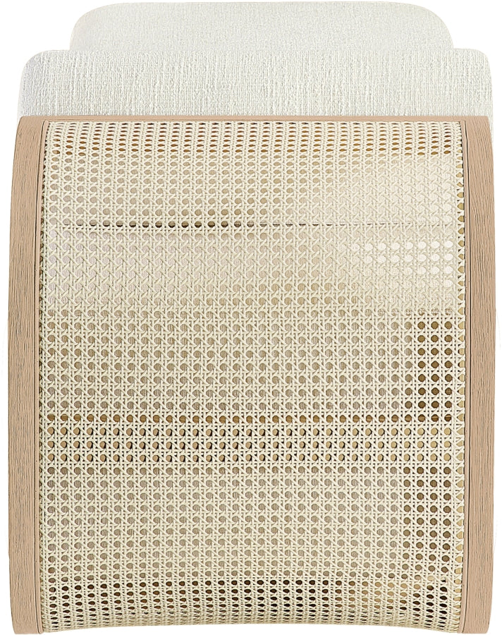Zephyr Cane And Linen Textured Fabric Upholstered Chaise in Cream - 33042Cream