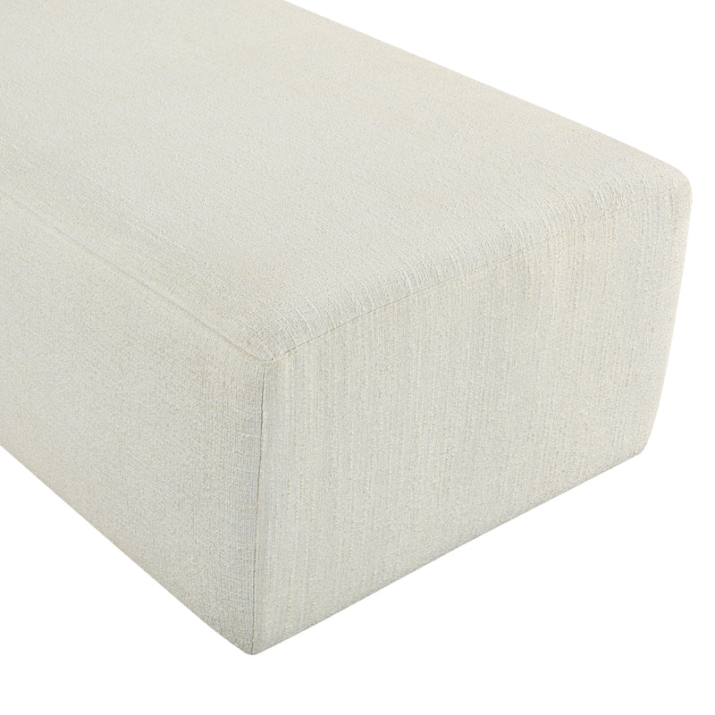Zephyr Cane And Linen Textured Fabric Upholstered Chaise in Cream - 33042Cream
