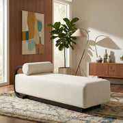 Zephyr Cane And Linen Textured Fabric Upholstered Chaise in Cream - 33043Cream