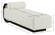 Zephyr Cane And Linen Textured Fabric Upholstered Chaise in Cream - 33043Cream