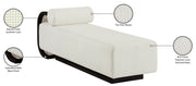 Zephyr Cane And Linen Textured Fabric Upholstered Chaise in Cream - 33043Cream