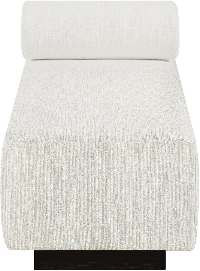 Zephyr Cane And Linen Textured Fabric Upholstered Chaise in Cream - 33043Cream