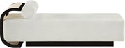 Zephyr Cane And Linen Textured Fabric Upholstered Chaise in Cream - 33043Cream