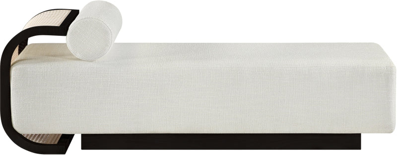 Zephyr Cane And Linen Textured Fabric Upholstered Chaise in Cream - 33043Cream