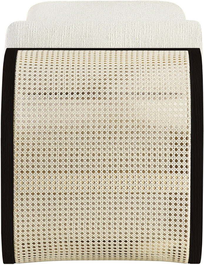 Zephyr Cane And Linen Textured Fabric Upholstered Chaise in Cream - 33043Cream