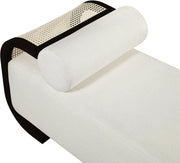 Zephyr Cane And Linen Textured Fabric Upholstered Chaise in Cream - 33043Cream