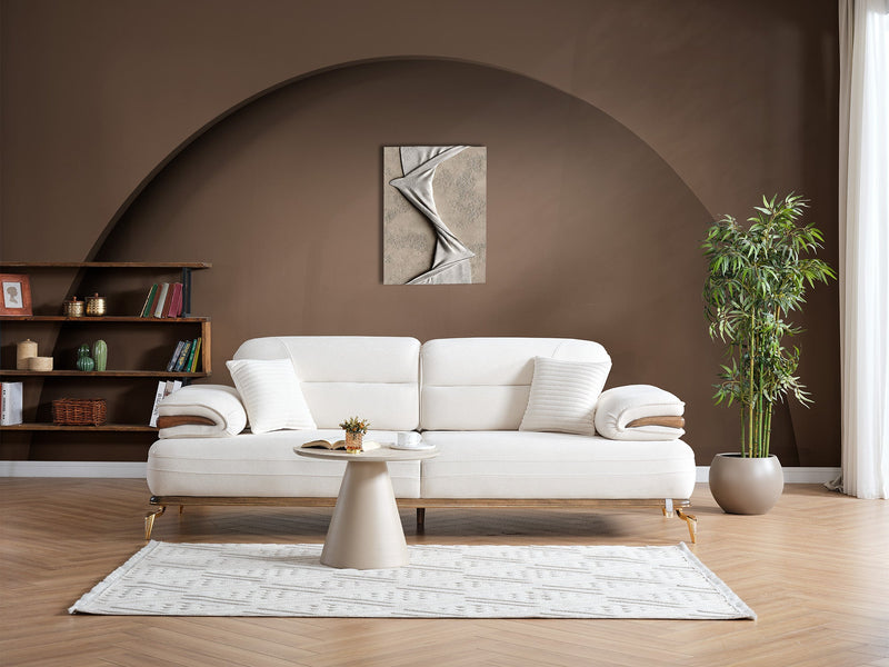 Zeta 3-pieces (Sofa & Loveseat & Chair) Livingroom in Beige - Brown - 200-ELIF-ZET-E150-321