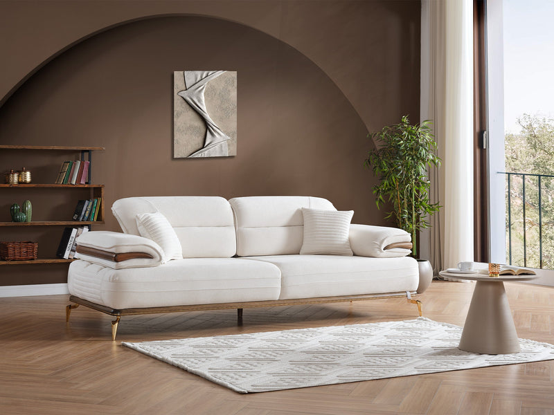 Zeta 3-pieces (Sofa & Loveseat & Chair) Livingroom in Beige - Brown - 200-ELIF-ZET-E150-321