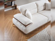 Zeta 3-pieces (Sofa & Loveseat & Chair) Livingroom in Beige - Brown - 200-ELIF-ZET-E150-321