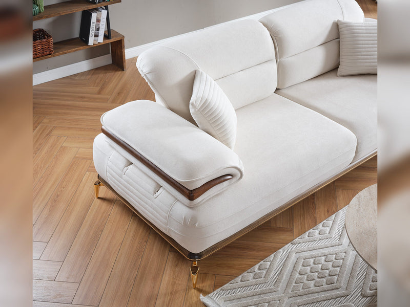 Zeta 3-pieces (Sofa & Loveseat & Chair) Livingroom in Beige - Brown - 200-ELIF-ZET-E150-321