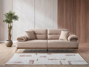 Zeta 3-pieces (Sofa & Loveseat & Chair) Livingroom in Beige - Brown - 200-ELIF-ZET-E150-321