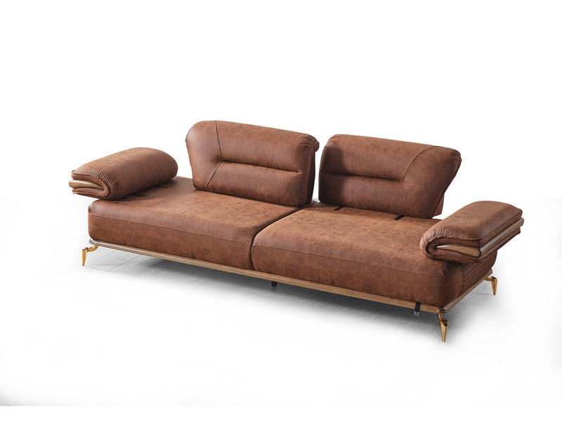 Zeta 3-pieces (Sofa & Loveseat & Chair) Livingroom in Beige - Brown - 200-ELIF-ZET-E150-321