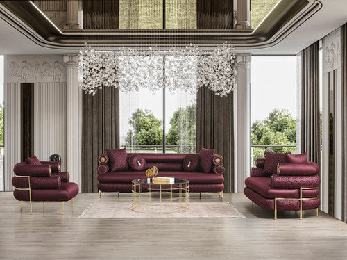 ZETA SOFA & LOVESEAT BURGANDY - ZETA SOFA & LOVESEAT BURGANDY