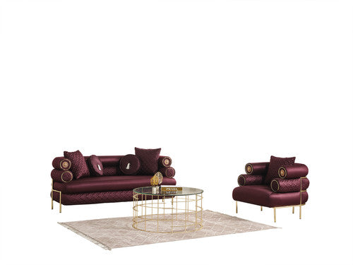 ZETA SOFA & LOVESEAT BURGANDY - ZETA SOFA & LOVESEAT BURGANDY