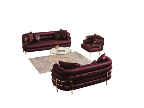 ZETA SOFA & LOVESEAT BURGANDY - ZETA SOFA & LOVESEAT BURGANDY