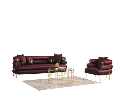 ZETA SOFA & LOVESEAT BURGANDY - ZETA SOFA & LOVESEAT BURGANDY