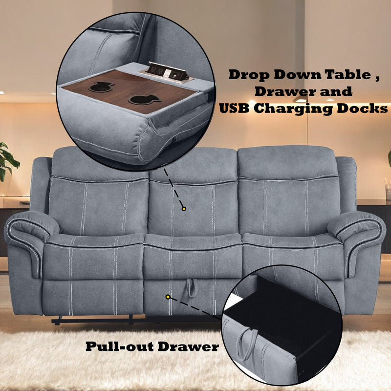 Zubaida Motion Sofa & Console W/USB - 55025