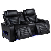 Zuma 2-piece Faux Leather Dual Power LED Sofa Set Black - 603251PP-S2