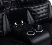 Zuma 2-piece Faux Leather Dual Power LED Sofa Set Black - 603251PP-S2