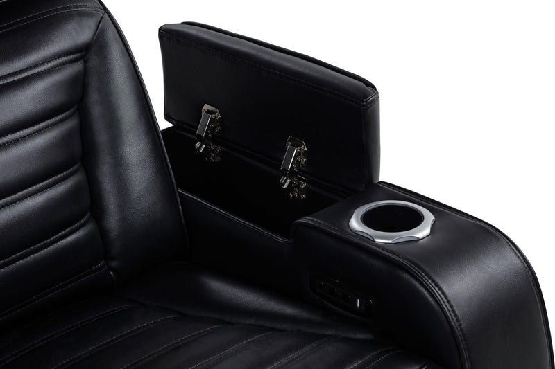 Zuma 2-piece Faux Leather Dual Power LED Sofa Set Black - 603251PP-S2