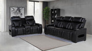 Zuma 2-piece Faux Leather Dual Power LED Sofa Set Black - 603251PP-S2
