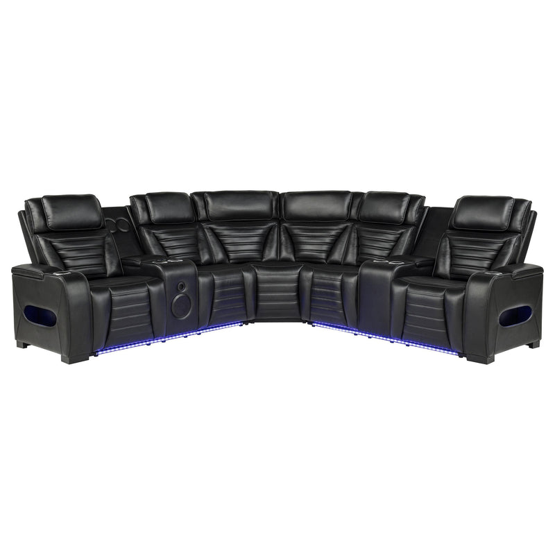 Zuma 3-Piece Dual Power Faux Leather Reclining Sectional Sofa Black - 600580PP