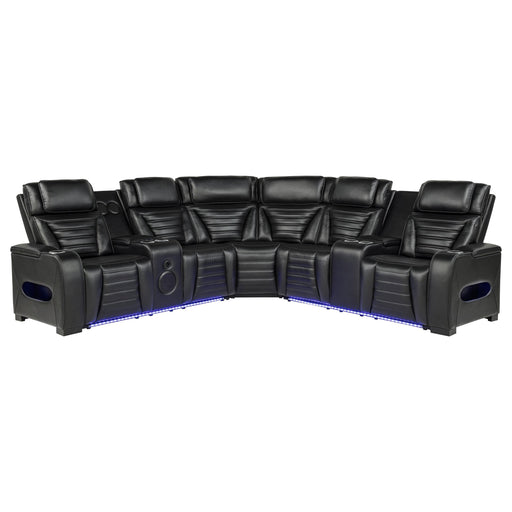 Zuma 3-Piece Dual Power Faux Leather Reclining Sectional Sofa Black - 600580PP