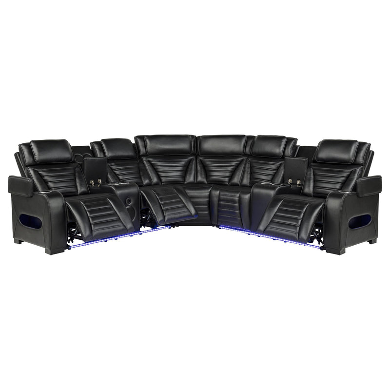 Zuma 3-Piece Dual Power Faux Leather Reclining Sectional Sofa Black - 600580PP