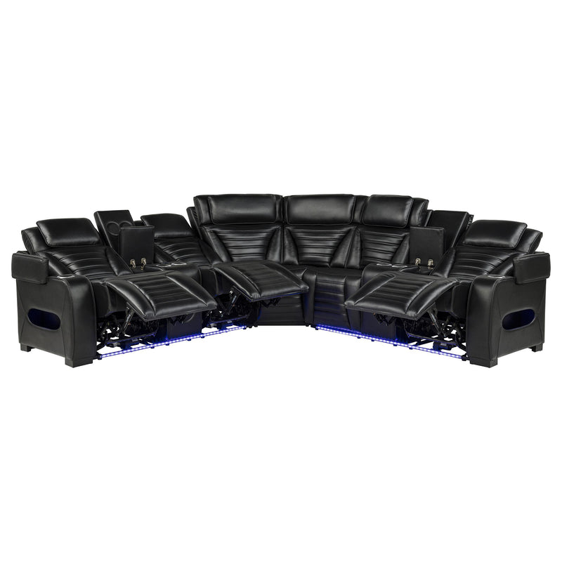 Zuma 3-Piece Dual Power Faux Leather Reclining Sectional Sofa Black - 600580PP