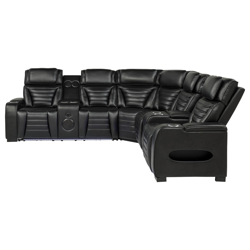 Zuma 3-Piece Dual Power Faux Leather Reclining Sectional Sofa Black - 600580PP