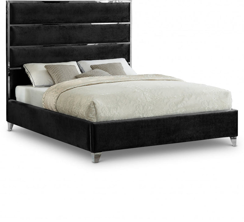 Zuma Velvet King Bed Black - Gate FurnitureKing Bed