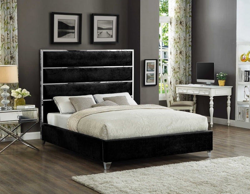 Zuma Velvet King Bed Black - Gate FurnitureKing Bed