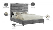Zuma Velvet King Bed Grey - Gate FurnitureKing Bed